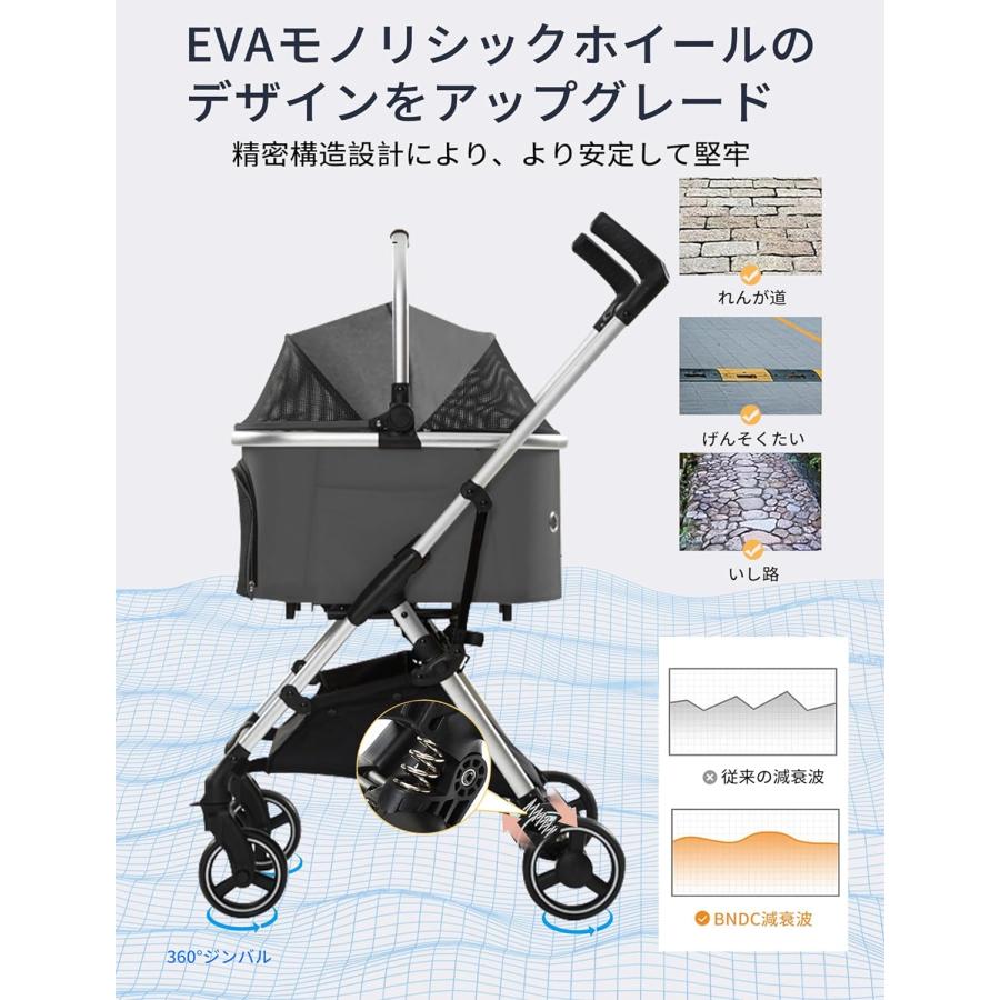 ペットカート 分離 取り外し 4輪 折りたたみ 飛び出し防止 収納 ペット 犬カート ...
