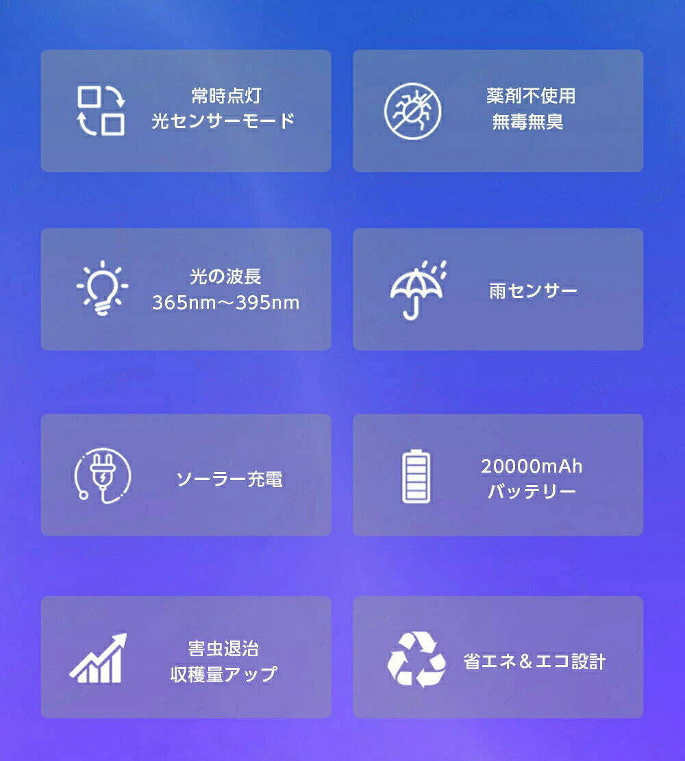 Sailing楽天市場店の電撃殺虫器 屋外 ソーラー 電撃蚊取り器 蚊取り器 捕虫器 UV光源誘引式 365-395nm波長 薬剤不使用 無毒無臭 50~300平方メートル有効範囲 常時点灯/光センサー 20000mAh大容量バッテリー ソーラー充電 屋外/庭/園芸/玄関/アウトドアなどに適用｜アングル2