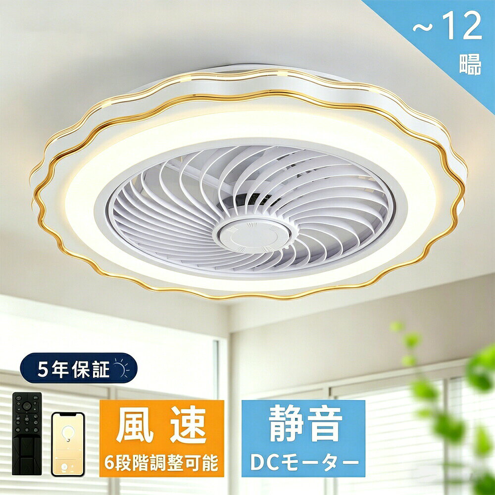 【5年保証】シーリングファンライト DCモーター 6畳 8畳 10畳 12畳 調光調色 ファ...