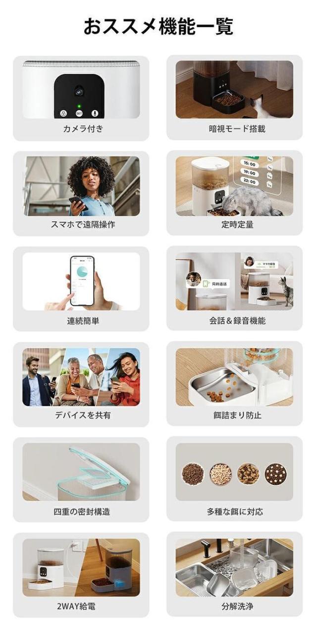 Sailing楽天市場店の【5%割引】自動給餌器 猫 犬 自動餌やり器 ペット給餌機 スマホ遠隔 見守りカメラ付き ペット給餌器 タイマー 式 ペット自動給餌機 猫 定時定量 3L 大容量 透明タイプ ステンレス製ボウル 清潔便利 2WAY給電 録音機能 手動給餌可｜アングル3