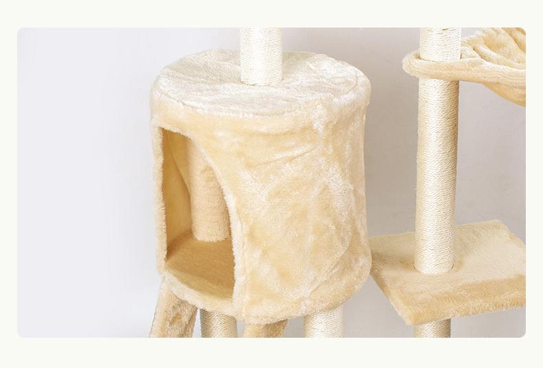 Sailing楽天市場店の猫のジャングルジム猫タワー 大型猫用 多頭飼い 丈夫 ハンモック 据え置き スリム ねこ ネコ 麻紐 爪とぎポール 猫のおもちゃ ポンポン 転倒防止ベルト付き 展望台 猫ベッド 運動不足解消｜アングル3