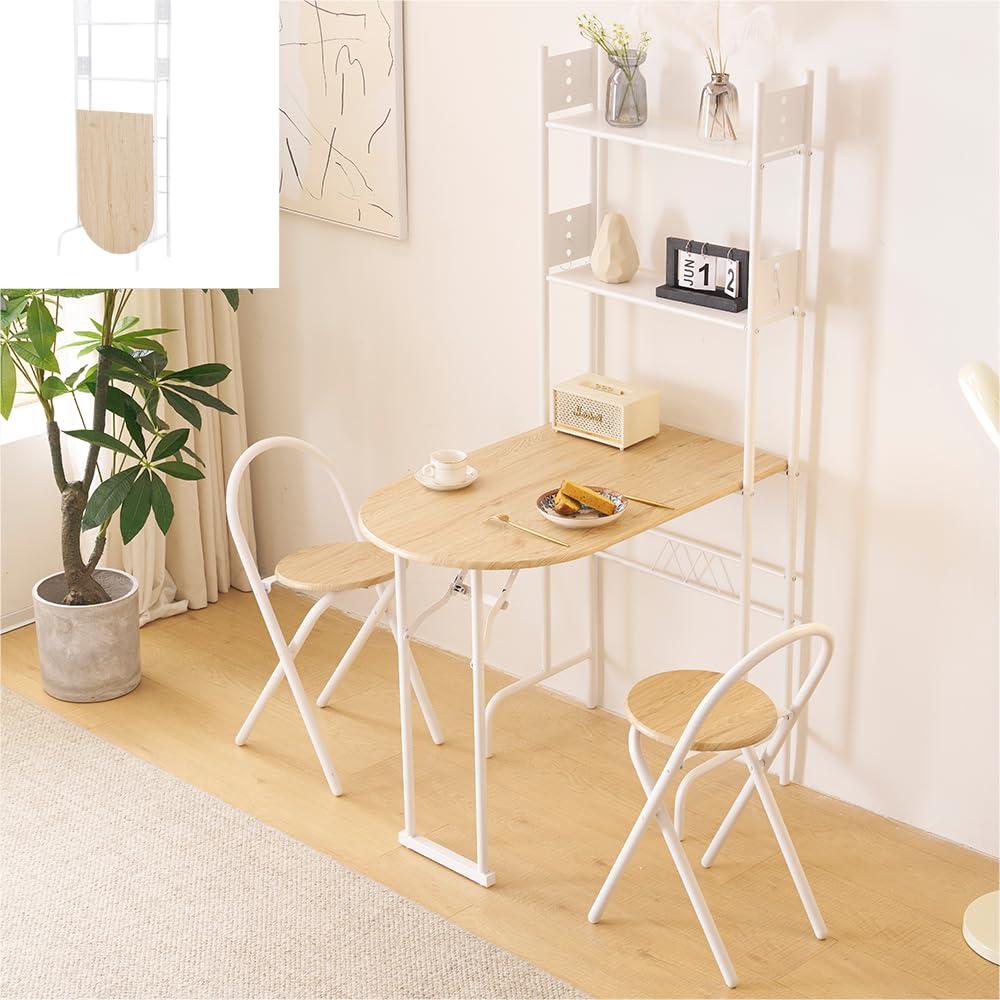 【2営業日以内に発送】パソコンデスク study table and chair set ダイニングテーブルセット2人用 1人用 3点セット ダイニング セット スチール 食卓 チェア2脚 幅90cm コンパクトサイズ 2人掛け おしゃれ 二段収納付き 折り畳み式テーブルと椅子 [2]