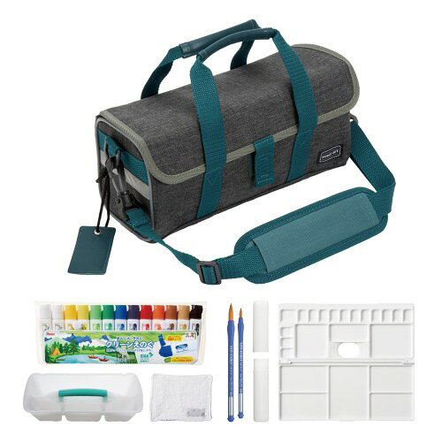 特長6年間使う学校に便利なシンプルデザイン水彩絵の具スケッチセット 特長2パレットについた絵の具が落ちやすい「クリーン絵の具」を採用 セット内容クリーン絵の具12色・丸筆（6号・14号）・筆ケース セット内容2ダブルパレット・筆洗バケツ・雑巾 本体サイズ/重さ幅 290mm ×奥行95mm × 長さ 120mm/858g