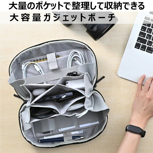 ハクバ HAKUBA インナーケース ヴァレック(Varech) ガジェットポーチ M180 グレー PC周辺小物用収納 180度開口 軽量 ショルダーベルト・持ち手付 撥水生地使用 AMZVGPM180GY 4977187214789 saino-10057678 サイノー楽天市場店 サンプル画像2