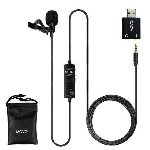 Movo コンピュータ用 汎用ラベリアUSBマイクロフォン ノートパソコン、デスクトップ、PC／Mac、スマートフォン、カメラ、ポッドキャスティング、リモートワーク、ノートパソコンマイクに対応（長さ6m／20フィートのコード） saino-10064069 サイノー楽天市場店 パッケージ画像