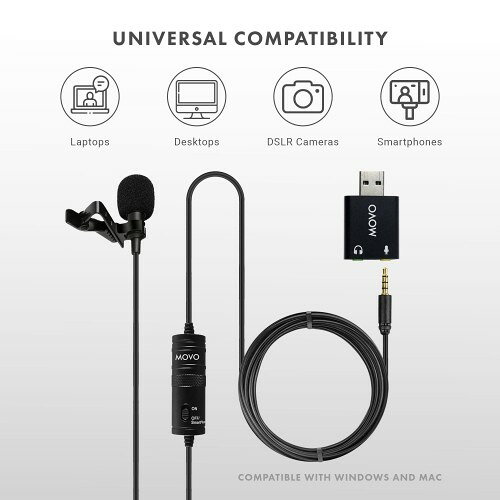 Movo コンピュータ用 汎用ラベリアUSBマイクロフォン ノートパソコン、デスクトップ、PC／Mac、スマートフォン、カメラ、ポッドキャスティング、リモートワーク、ノートパソコンマイクに対応（長さ6m／20フィートのコード） saino-10064069 サイノー楽天市場店 サンプル画像3