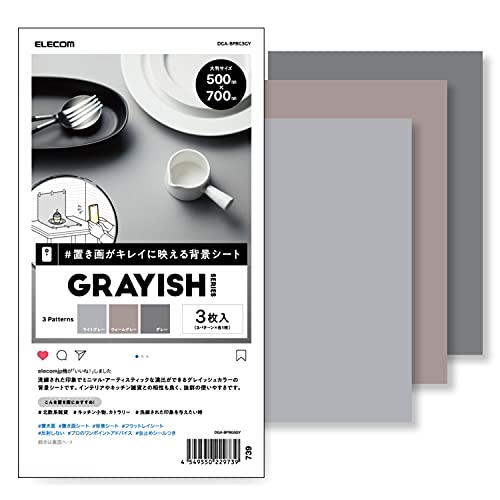 エレコム 撮影背景シート バックペーパー ペーパーシート GRAYISH 大判サイズ 3枚入(3パターン×各1枚) DGA-BPBG3GY