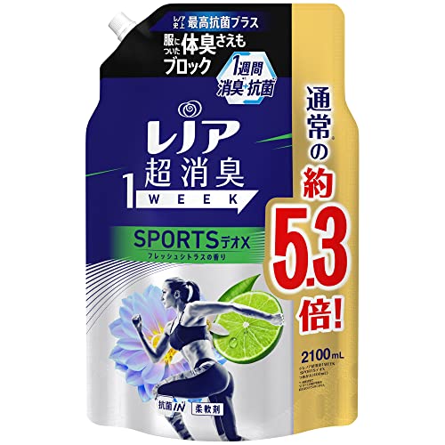 [大容量] レノア 超消臭1WEEK 柔軟剤 SPORTSデオX フレッシュシトラス 詰め替え 2,100mL