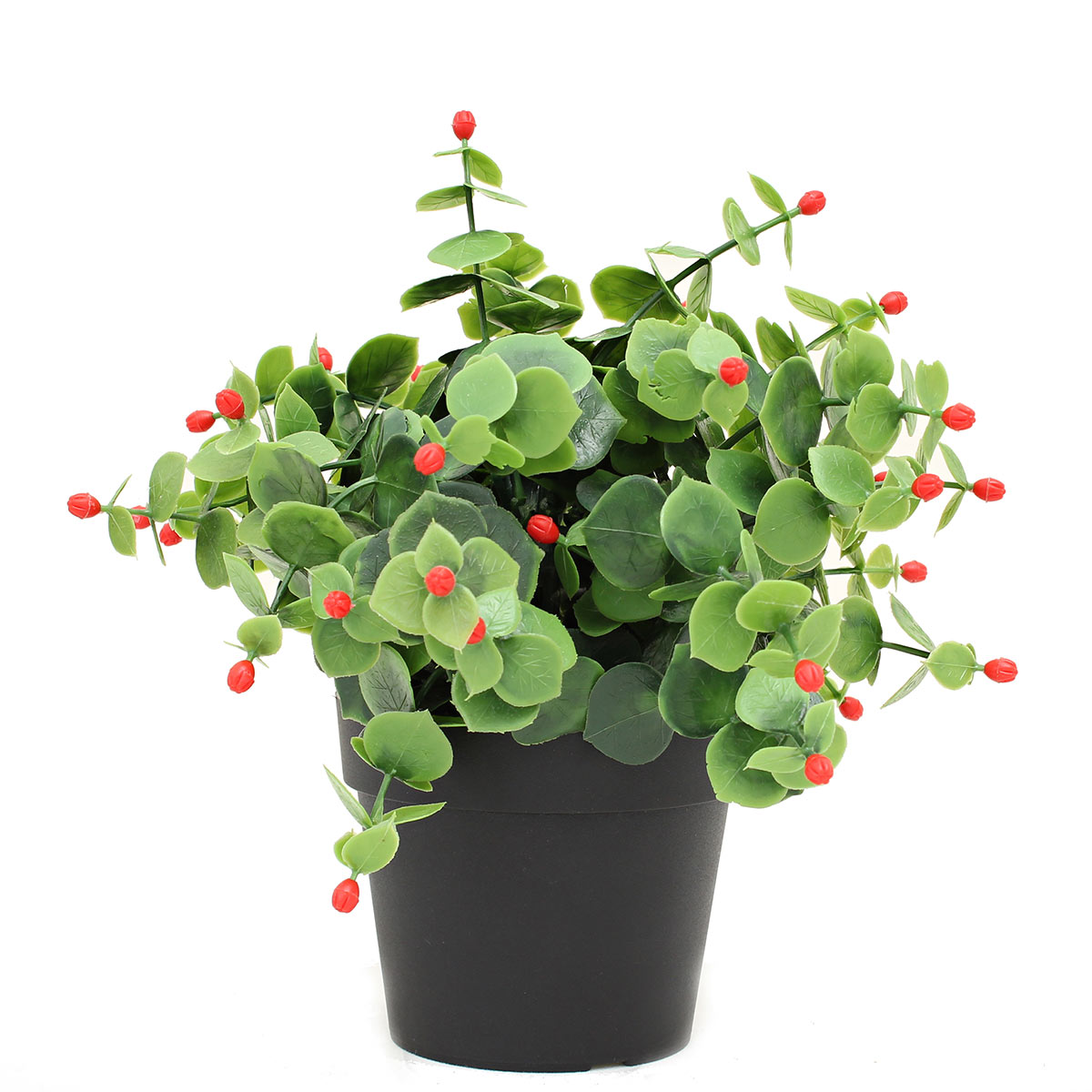 NIG707｜フェイクグリーンポット　人工観葉植物　ユーカリ　直径15×高さ20cm【輸入品】