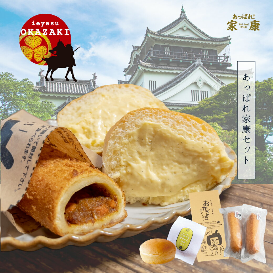 ＼ あっぱれ！家康 ／ 岡崎名物おかざきカレーパン＆ごちそうクリームパンセット【各2点入】｜八丁味噌 愛知県岡崎市 岡崎 純国産鶏 岡崎おうはん 家康 どうする家康 松潤 東海オンエア カレーパン クリームパン 贈答 土産 パン ギフト お祝い お返し プレゼント 冷凍