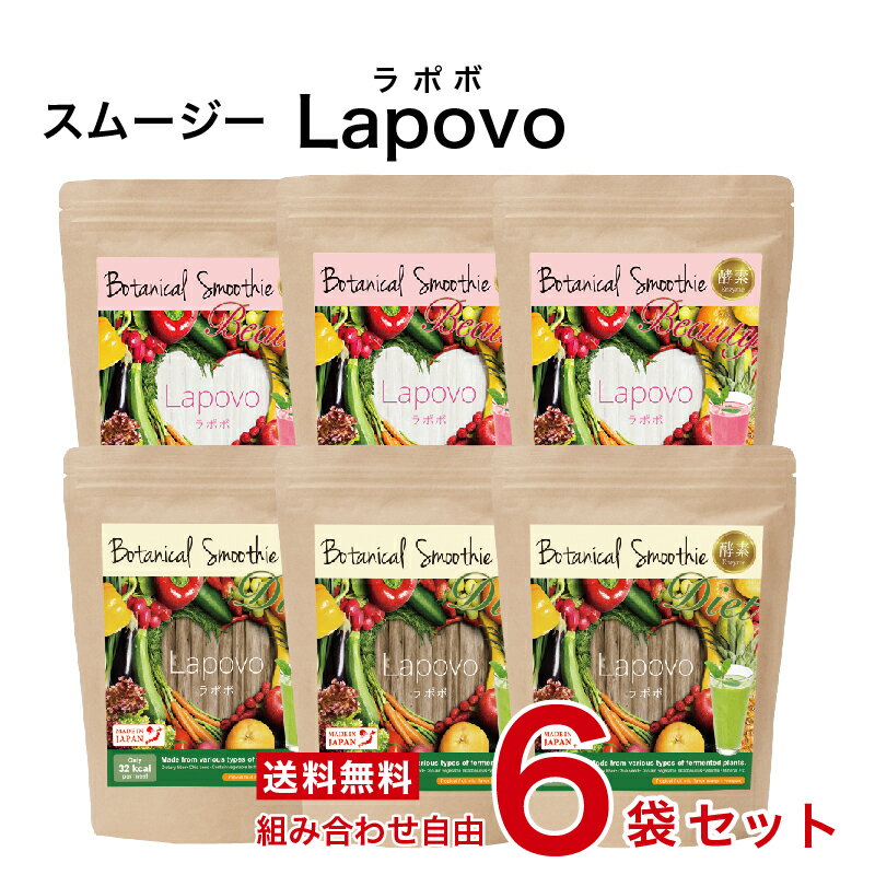 【簡単・おいしい酵素スムージー 選べる！6個セット】 Lapovo ラポボ 個包装 8g×30包【送料無料】満腹感 酵素ドリン…