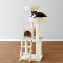 【AMAZONベーシック】キャットタワー 多頭飼い 据え置き 木製 天然サイザル麻使用 省スペース (49長さ x 49幅 x 126高さ cm)