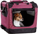 【AMAZONベーシック】ソフトクレート ケージ ペットキャリー ペットハウス ドライブボックス メッシュ加工 鉄骨 猫犬兼用 折りたたみ式 アウトドア 防災 洗濯可能 レッド
