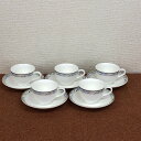 【中古】NIKKO ニッコー カップ&ソーサー 5客セット FINE BONE CHINA ニッコーファインボーンチャイナ ブルー 花