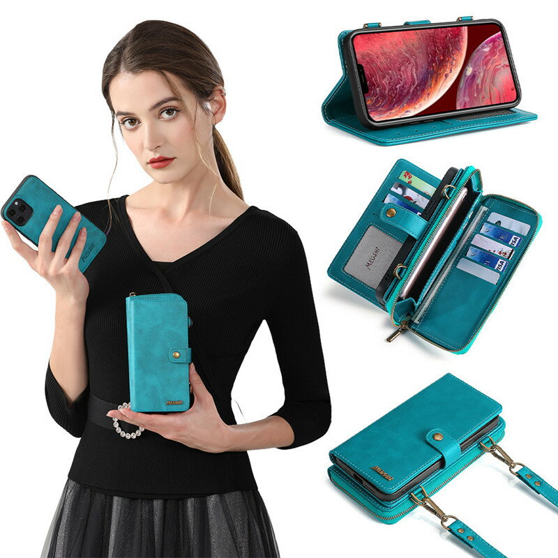 スマホケース ショルター タイプ 手帳型 iPhone 財布付き ネックストラップ 大人女子 iphoneシリーズ 最新 斜め掛け 携帯ケース 肩掛け ストラップ付き ケース PU皮革 カード収納 財布型 カバー ケース