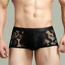 【全品対象2個で12%OFFクーポン配布中】 ボクサーパンツ メンズ 2枚 レースショーツ セクシー パンツ メンズ ショーツ シースル ストレッチ ショーツ ...