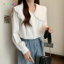 【全品対象2個で12%OFFクーポン配布中】 シャツ ブラウス レディース おしゃれ 白 オフィス カジュアルシャツ 長袖ブラウス 長袖シャツ ボリューム袖 フ...