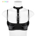【値下げSALE!通常:2490円→価格:2190円】 ブラジャー セクシー ダンス衣装 コスプレ 衣装 キャパ 撮影用 フェイクレザー ボンテージ風 フェス衣...