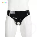 【3枚・クーポン前830円/枚】 メンズ ブリーフ 3枚セット 前穴あき 男性下着 メンズビキニブリーフ ローライズ レザー フェイクレザー 下着 穴あき セクシー エロ下着 コスプレ ダンス 衣装 撮影用 下着 肌着 パンツ 大きいサイズ(4)