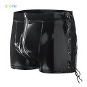 【値下げSALE!通常:2690円→価格:2090円】 ボクサーパンツ パンツ メンズ 下着 男性 肌着 ボクサーパンツ レザー フェイクレザー ストレッチ サ...