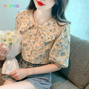 【全品対象2個で12%OFFクーポン配布中】 ブラウス レディース きれいめ 40代 半袖 春夏 オシャレ 半袖ブラウス 夏 オフィスブラウス 花柄 花柄シャツ...