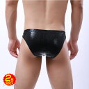 【全品対象2個で12%OFFクーポン配布中】 ビキニブリーフ ハイカット メンズ セクシー 2枚 ショーツ セット ローライズ フェイクレザー もっこり ボディコン ボンデージ メンズビキニ ビキニパンツ ハイカットバック 男性下着 メンズ下着 立体縫製 エロ下着 蛇柄