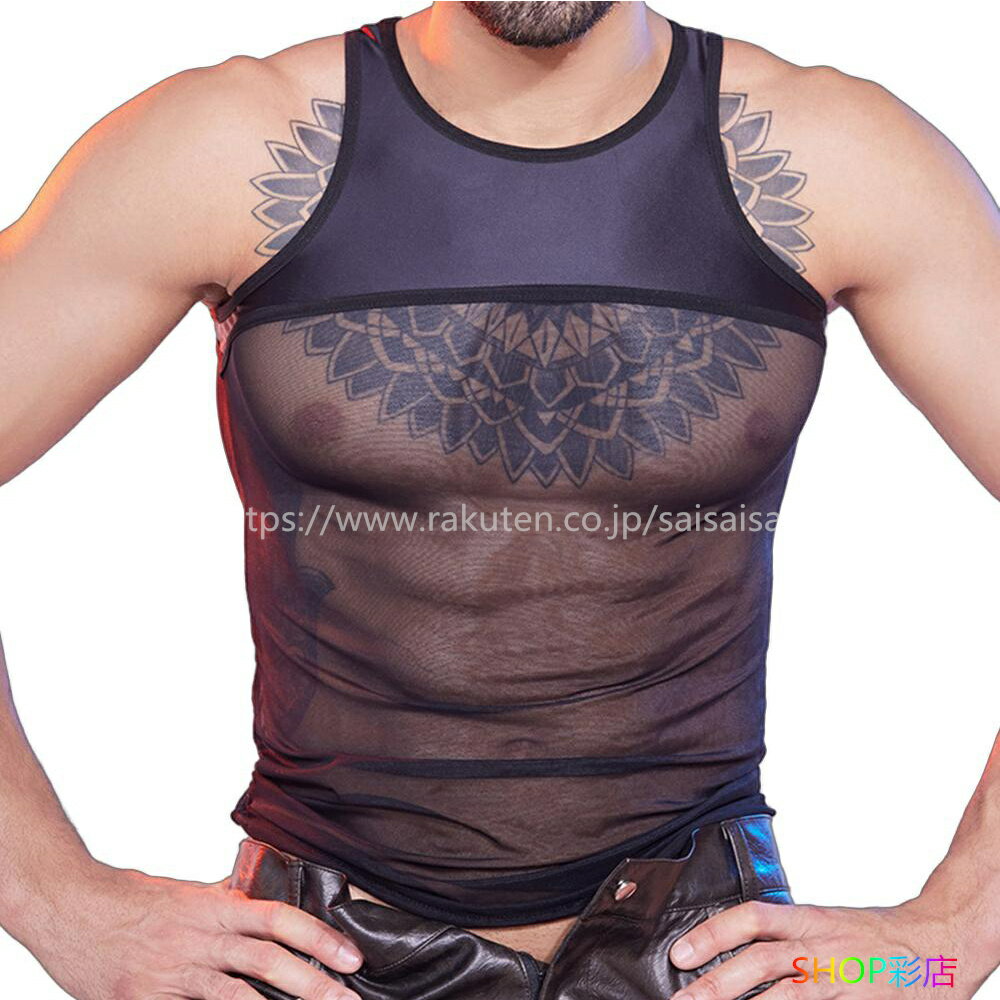 タンクトップ メンズ メッシュ シースル 網 セクシー トレーニングウェア ノースリーブ 筋トレ ジム フィットネス スポーツウェア 速乾 高伸縮性 ストレッチ...