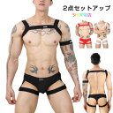 【全品対象2個で14%OFFクーポン配布中】 男性用 ハーネス Tバック メンズ 2点セット 下着セット Tバック ショーツセット ボンデージファッション セク...