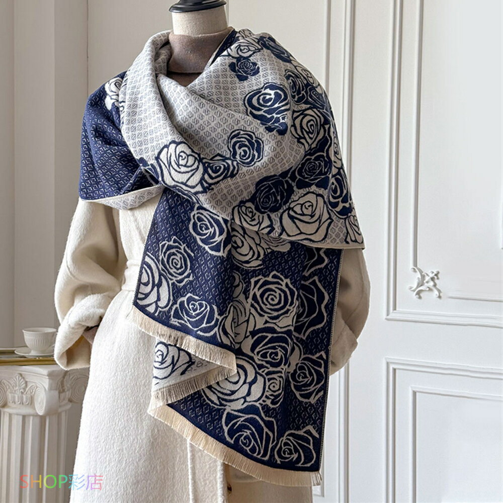 マフラー レディース ストール ショール 大判 ウールタッチ カシミヤ調 大判マフラー 大判ストール レディースマフラー 秋 冬 春 ネックウォーマー 暖かい 厚手 花柄 クリスマス バレンタイ あったたか マフラー 羽織