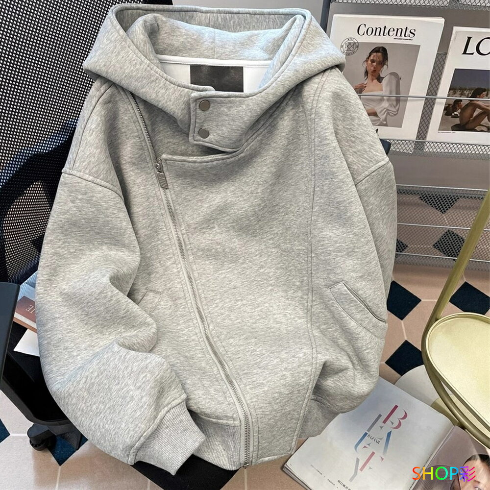 乐天商城 - パーカー レディース 薄手 おしゃれ ジップアップ パーカー 大きいサイズ スウェット トレーナー フード付き スエット フーディー ゆったり 羽織り ライトアウター 体型カバー かわいい 無地 羽織り 長袖 秋 秋冬 春