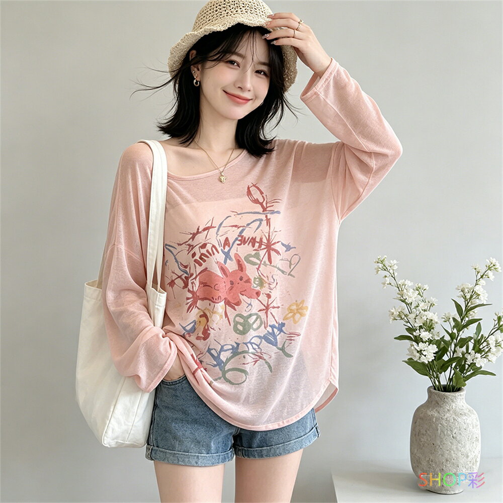 Rakuten - シアーTシャツ 長袖 キャラクター かわいい レディース シアーロンT シアーカットソー シアー トップス ロンt シースルー 長袖 薄手 ロングスリーブTシャツ カットソー tシャツ 涼しい 体型カバー 日焼け対策 uv対策 春 夏 秋