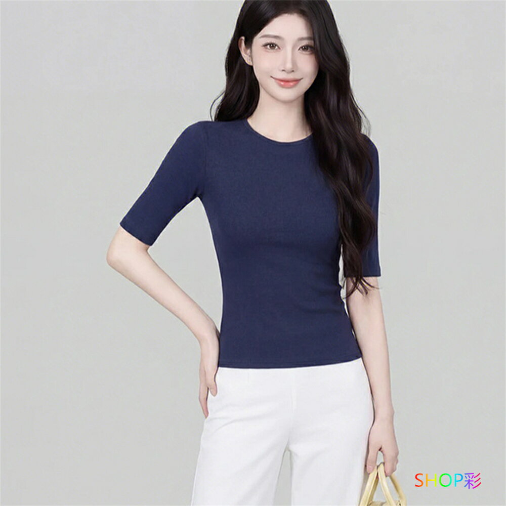 tシャツ レディース 半袖 かわいい ミニt ちびt ちびてぃー ちびt トップス 半袖Tシャツ カットソー タイト 半袖 丸首 プルオーバー スリム カットソー 春夏 無地 ビジネス 白 黒 カジュアル 通勤 通学 OL 仕事 オフェス 学生