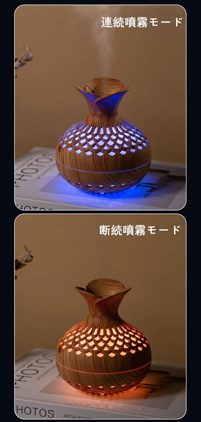 加湿器 フラワー加湿器 LEDライト付き 大容量 静音 7色 卓上 おしゃれ 小型 しずく型 300ml 加湿 保湿 乾燥 オフィス 寝室 子供部屋 静音 省エネ 節電 プレゼント 送料無料 2