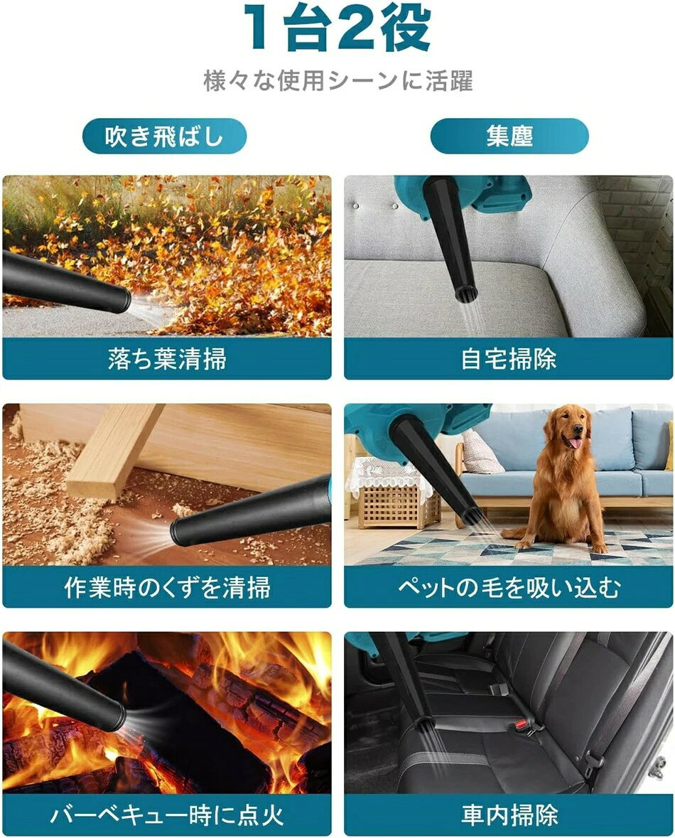 ブロワー 充電式 21V ブロワバキューム コードレス 吹き飛ばしと集塵1台2役 軽量 ...
