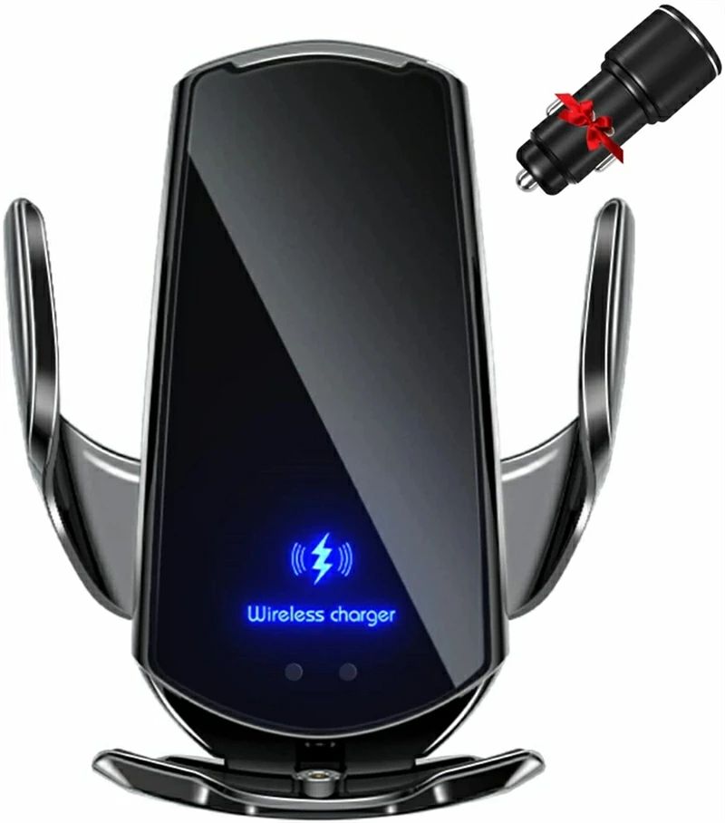 車スマートフォンホルダー 車載携帯ホルダー ワイヤレス充電 15W充電 赤外線センサーで自動開閉 360度..