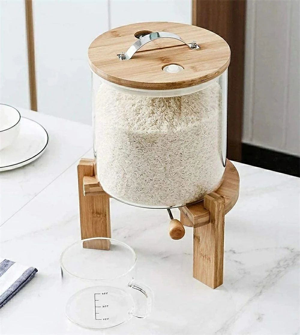 密閉米びつ ふた付き収納ジャー 5L 8L ガラスシリアルディスペンサー収納ジャーセット気密収納容器キッチン収納容器 残量見える 計量 密閉 キッチン収納 保存容器 小麦粉 コーヒー豆 台所保存 穀物収納 ライスボックス おしゃれ
