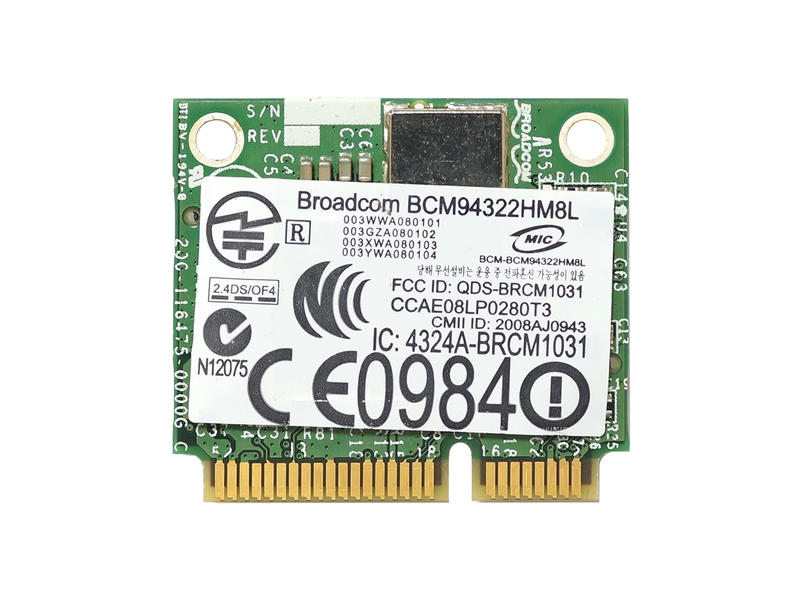 Dell Wireless WLAN 1510 DW1510 ��¢�磻��쥹LAN Half-Mini������ (300Mbps 802.11a/b/g/n�б�) BCM94322HM8L/BCM4322