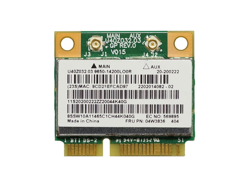 Lenovo純正 20200222 04W3836 04W3837 BCM943142HM BCM43142 802.11b/g/n BT4.0 無線LANカード for Lenovo G400, G405, G410, G500, G505, G510, ThinkPad Edge E430/E430c/E431/E530/ E530c/E531/E545/E135/E145, X140E, Z410/Z510/ Z510 Touch/IdeaPad Y410p, Y510p