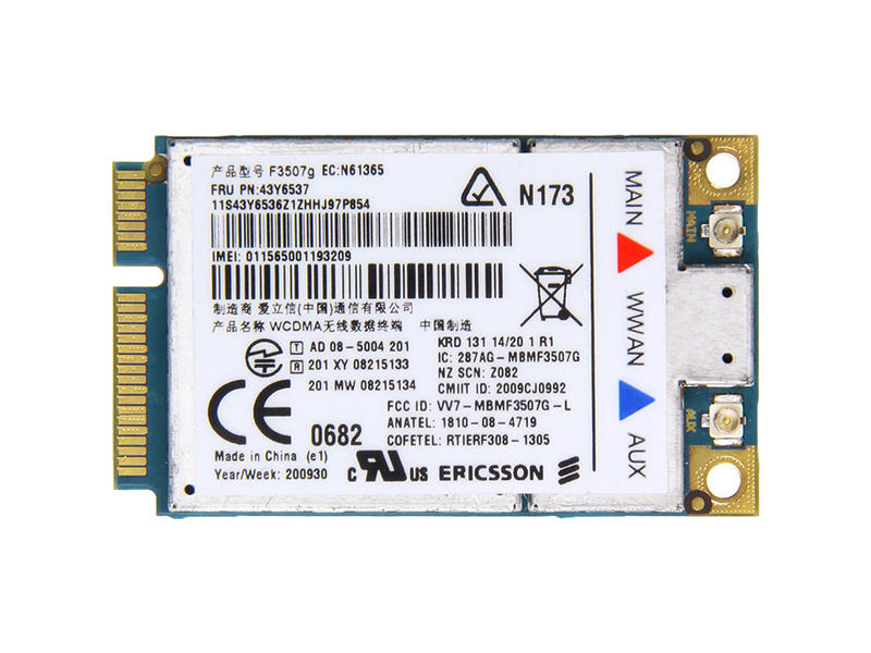 Lenovo ERICSSON F3507g 3G HSDPA WCDMA 7.2Mbps 磻쥹WAN WWAN 43Y6513 for Thinkpad X200 X300 T400 T500 W500 SL300 SL400 SL500 SL410 SL510 L410 L510