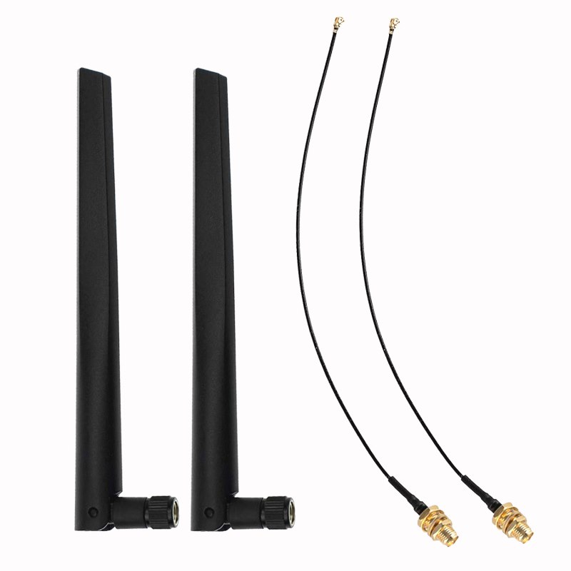 ワイヤレス アンテナ+ケーブルセット WiFi Antenna RP-SMA + U.FL/IPX1.13 ケーブル 2.4GHz/5.0GHz WIFI/WLAN/3G/4G/BlueTooth PCIe miniカード用