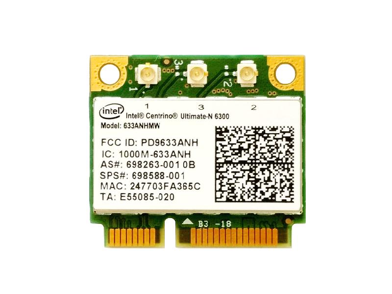 インテル Intel Centrino Ultimate-N 6300 Dual Band 2.4GHz/5GHz 802.11a/b/g/n 3×3 450Mbps PCIe Mini half 無線LANカード 633ANHMW