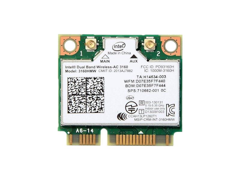 HP純正 710662-001 Intel Dual Band Wireless-AC 3160 433Mbps 802.11ac + Bluetooth 4.0 PCIe Mini half 無線LANカード 3160HMW for HP PROBOOK 430/440/450/470 G2