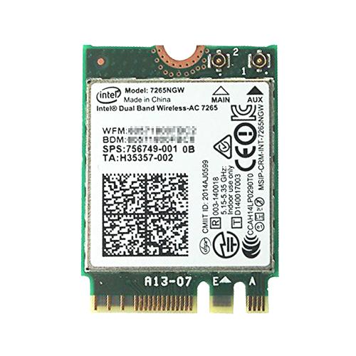 HP 756749-001 Intel Dual Band Wireless-AC 7265 867Mbps Dual Band 2x2 802.11ac + Bluetooth 4.0 M.2 ̵LAN 7265NGW for HP EliteBook 820 G2 840 G2 850 G2 720 G2 750 G2HP ZBook 14 G2 15u G2HP EliteBook Revolve 810 G3