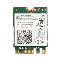 HP純正 806723-001 Intel Dual Band Wireless-AC 3165 433Mbps Dual Band 1x1 802.11ac + Bluetooth 4.2 M.2 無線LANカード 3165NGW for HP