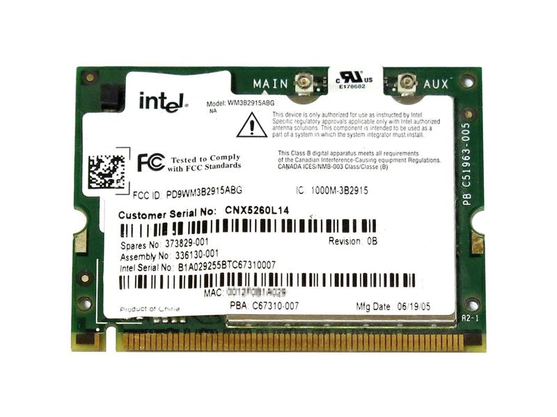 HP純正 373829-001 Intel PRO/Wireless 2915ABG Network Connection 802.11a/b/g Mini PCI 無線LANカード