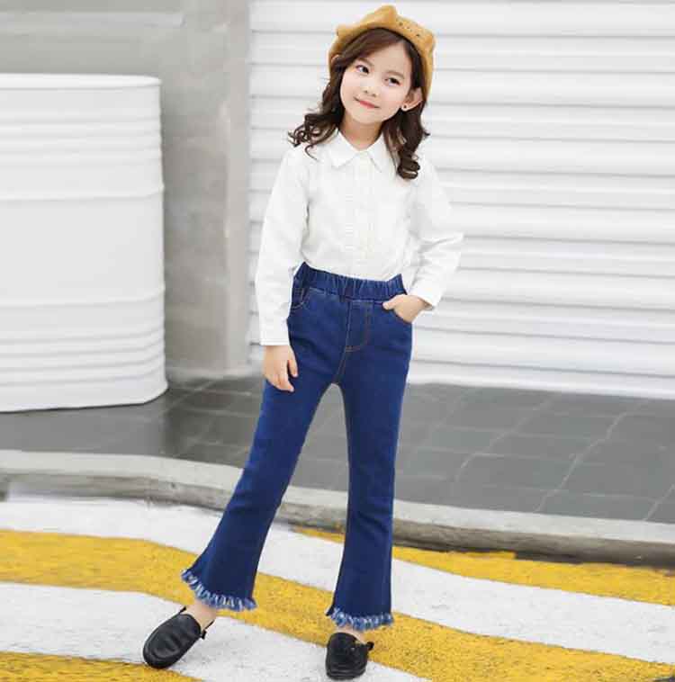 ジーンズ ハイウエスト スリム 新作 キッズ 女の子 ボトムス デニムパンツ 長ズボン ロングパンツ 無地 ベーシック 普段着 お出かけ 姉妹 大人気 saishundo-10003753 セレクトショップHARU サンプル画像3