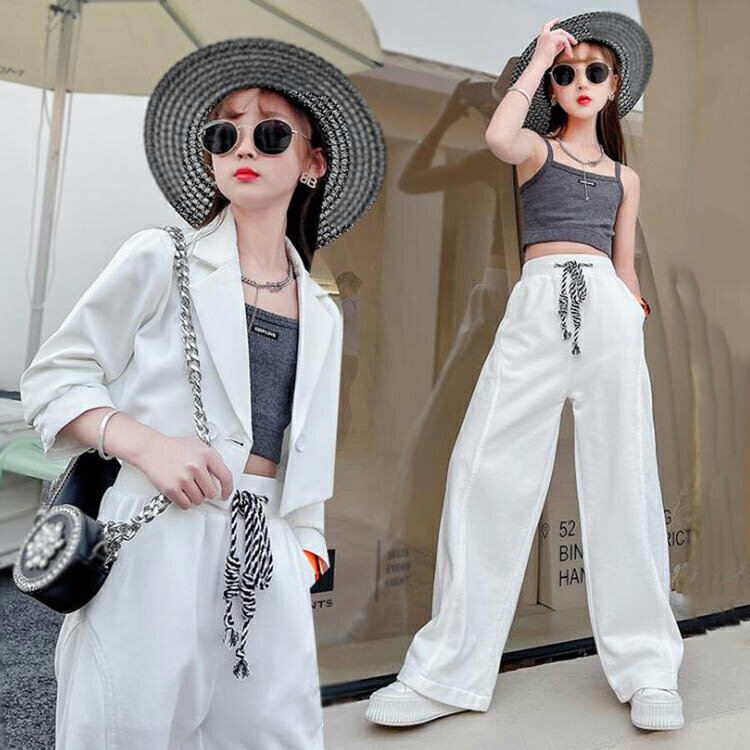 Rakuten - 子供服 3点セットアップ スーツ 女の子 ファッション キッズダンス衣装 セットアップ 子ども服 学生 パンツスーツ 上下 おしゃれ ダンス 衣装 ヒップホップ キッズ 服