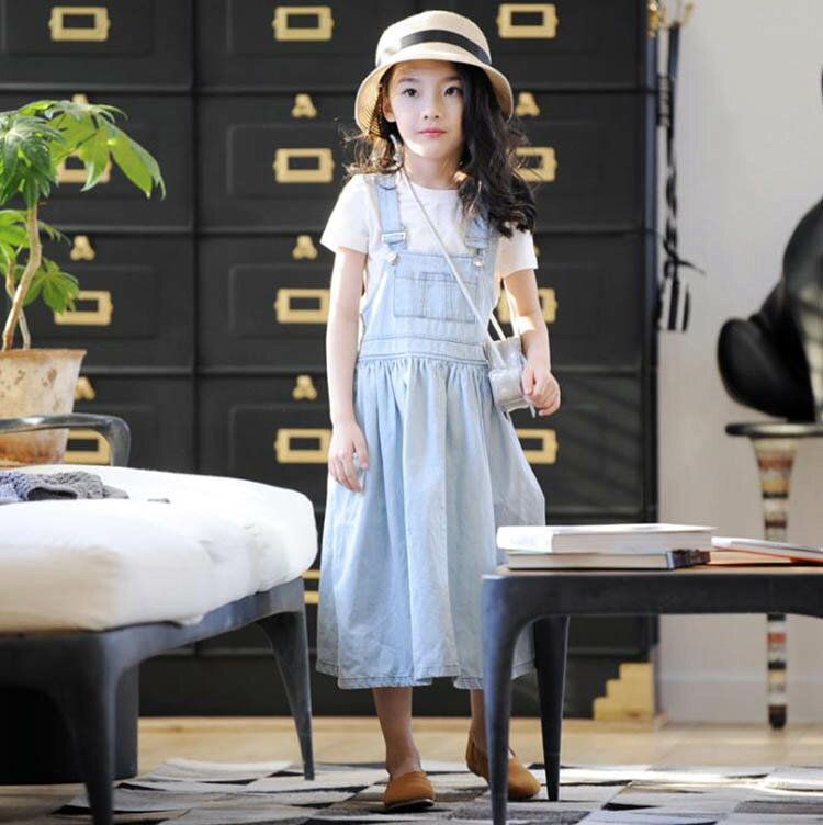 セレクトショップHARUの子供服 セットアップ キッズ 女の子 夏 2点セット 上下セット Tシャツ 半袖 デニムスカート サロペット ジュニア おしゃれ 可愛い カジュアル 小学生 新品 150｜アングル3