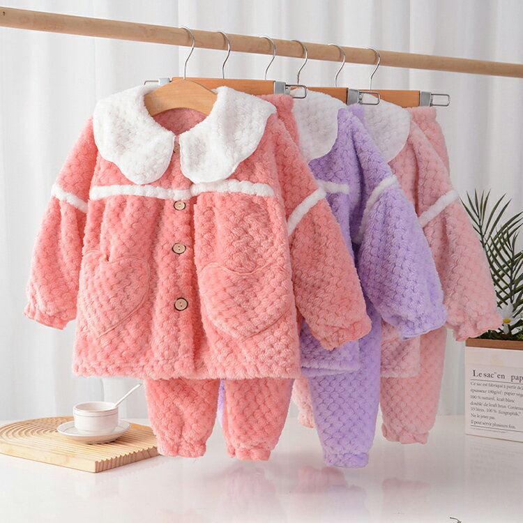 パジャマ キッズ 冬 長袖 柔らか おしゃれ 女の子 子供服 上下セット セットアップ 厚手 長ズボン ルームウェア 部屋着 モコモコ 暖かい 寝間着 可愛い 新品
