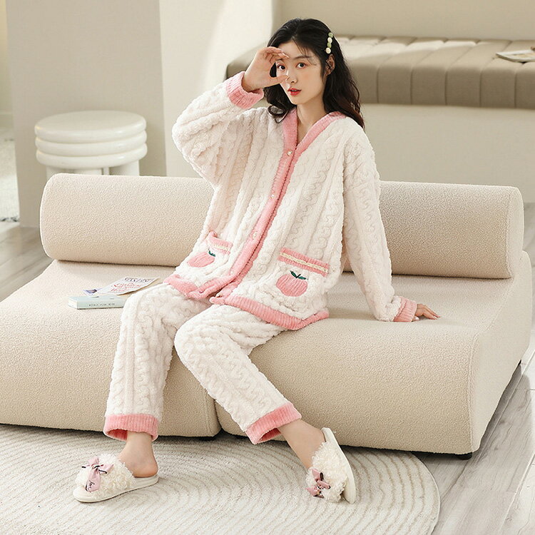 ルームウェア パジャマ モコモコ レディース 冬 もこもこ 冬パジャマレディース 冬用パジャマ セットアップレディース かわいい ピンク ピーチ 保温性 ふわふわ